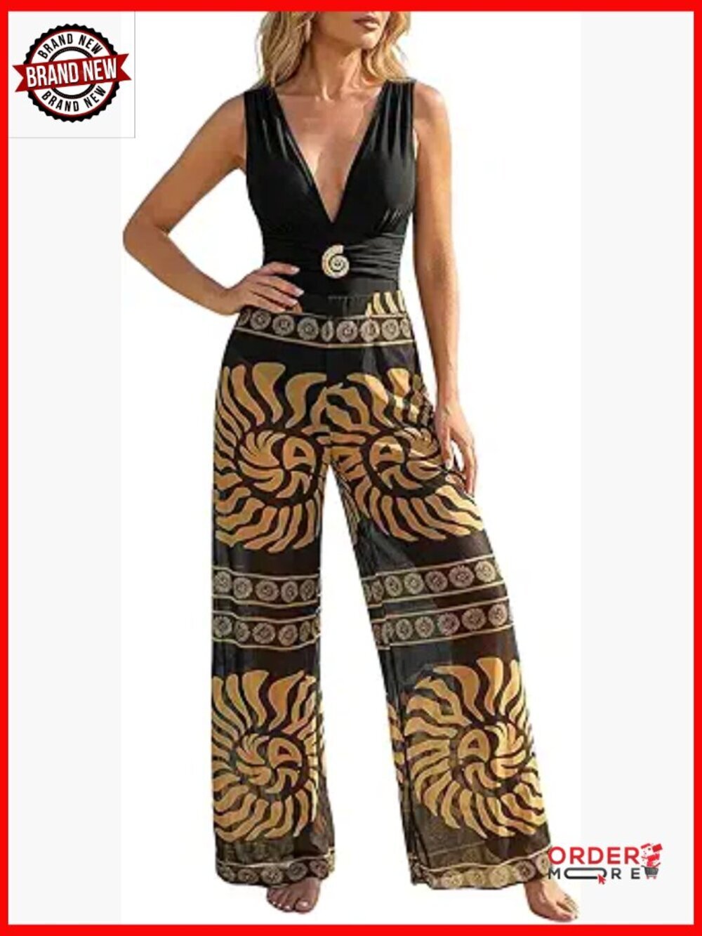 One Piece Swimsuit with Mesh Cover Up Pants Backless Deep V Neck Bathing Suit